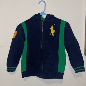 Polo by Ralph Lauren Navy and Green Kids Hoodie Size 7